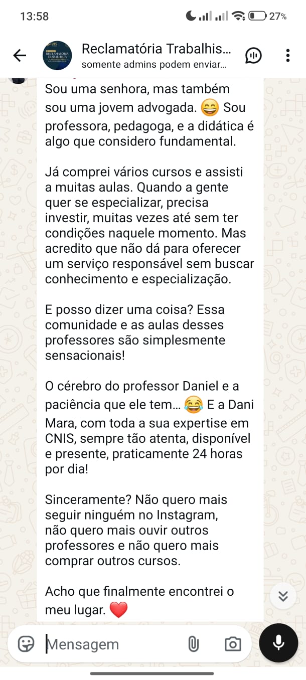 Depoimento sobre a aula 1 1
