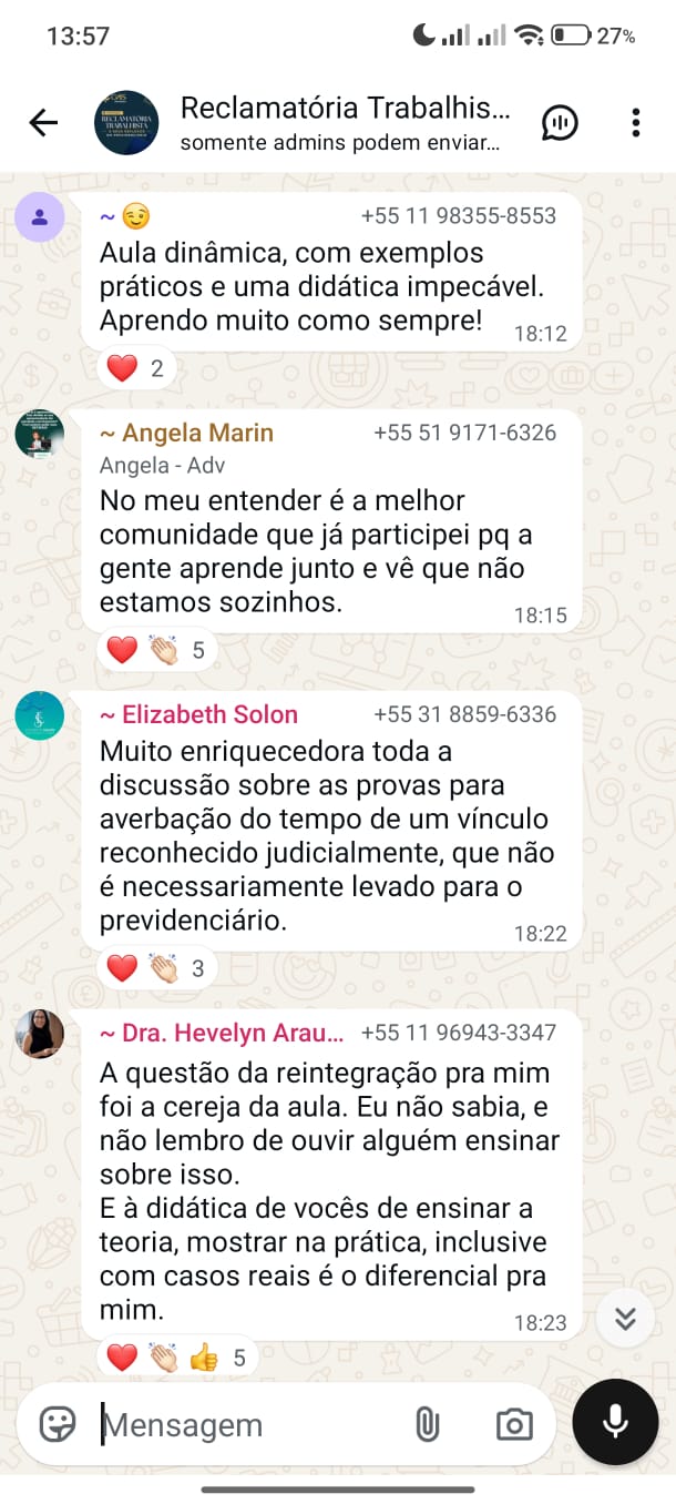 Depoimento sobre a aula 1 3